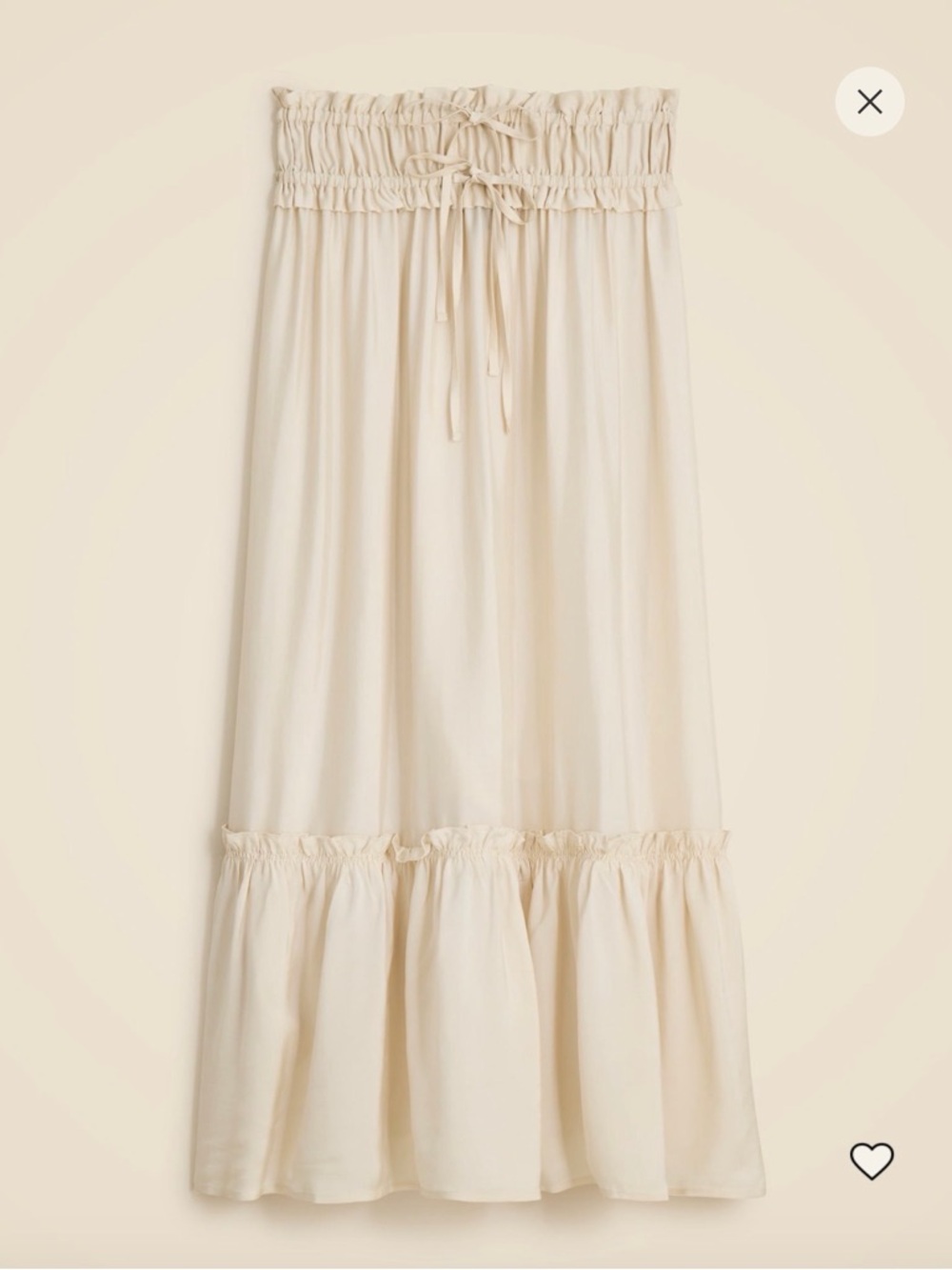 NWT J. Crew Cream Smocked-Waist Midi Skirt
